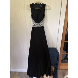 Blondie Nites by Stacy Sklar Black Rhinestone Mesh Cutout Open Back Prom Gown 3